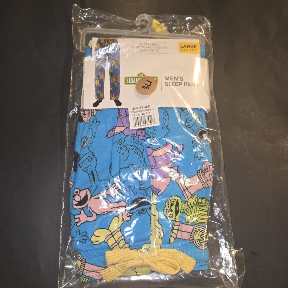 Sesame Street Mens L  Blue‎ Knit Lounge Sleep Pajama Bottoms NWT BRAND NEW!!!